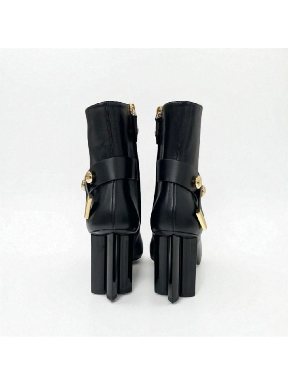 Louis Vuitton Silhouette Line Boots Short Shoes Leather Black Gold Logo - Picture 5 of 9